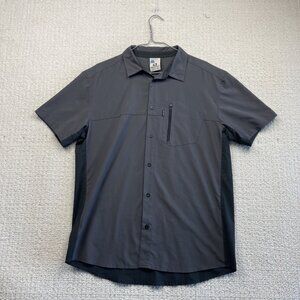 Salomon Mens Sz L Gray Shirt Chest Pockets Short Sleeve Gorpcore Tech Hiking